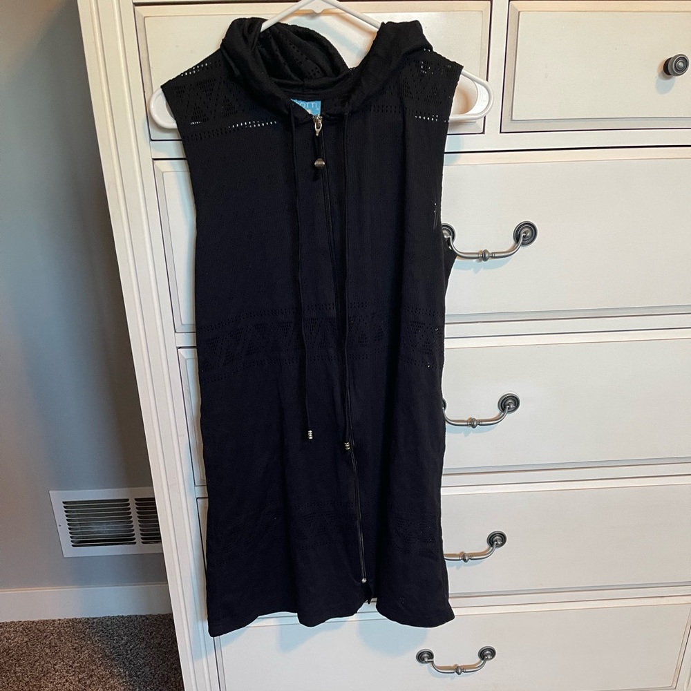 Hooded knit beach coverup